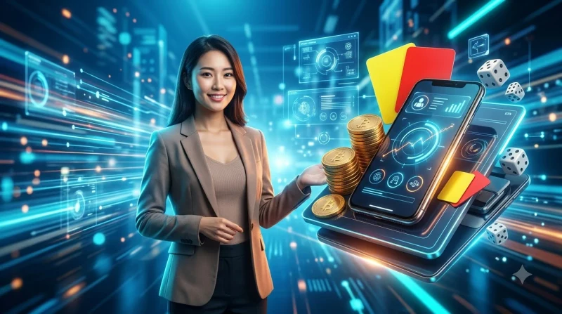 Minh họa cách tính điểm kèo thẻ phạt với thẻ vàng tương đương 0.5 điểm và thẻ đỏ 1 điểm trên bảng điện tử.